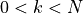 0<k<N
