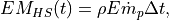 EM_{HS}(t) = \rho E \dot{m}_p \Delta t,