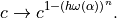 c \rightarrow c^{1 - \left(h \omega(\alpha)\right)^n}.