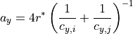a_y = 4 r^* \left( \frac{1}{c_{y,i}} + \frac{1}{c_{y,j}} \right)^{-1}
