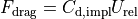 F_\mathrm{drag} = C_\mathrm{d,impl} U_\mathrm{rel}