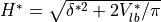 H^* = \sqrt{\delta^{*2} + 2 V_{lb}^*/\pi}