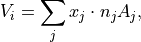 V_i = \sum_j x_j \cdot n_j A_j,