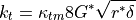 k_t = \kappa_{tm} 8 G^* \sqrt{r^* \delta}