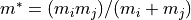m^* = (m_i m_j)/(m_i + m_j)