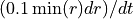 (0.1 \min(r) dr)/dt