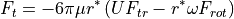 F_t = -6 \pi \mu r^* \left( U F_{tr} -  r^* \omega F_{rot} \right)
