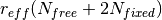 r_{eff}(N_{free}+2N_{fixed})
