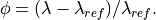 \phi = (\lambda - \lambda_{ref}) / \lambda_{ref}.