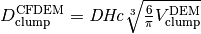 D_\mathrm{clump}^\mathrm{CFDEM} = \mathit{DHc} \sqrt[3]{\frac{6}{\pi }V_\mathrm{clump}^\mathrm{DEM}}