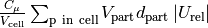 \frac{C_\mu}{V_\mathrm{cell}} \sum_\mathrm{p\ in\ cell} V_\mathrm{part} d_\mathrm{part} \left| U_\mathrm{rel} \right|