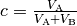 c = \frac{V_\mathrm{A}}{V_\mathrm{A} + V_\mathrm{B}}