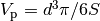 V_\mathrm{p} = d^3 \pi / 6 S