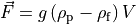 \vec{F} = g \left( \rho_\mathrm{p} - \rho_\mathrm{f} \right) V