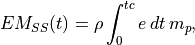 EM_{SS}(t) = \rho \int_0^{tc} e\,dt\,m_p,