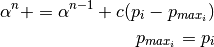 \alpha^n += \alpha^{n-1} + c (p_i - p_{max_i})\\
p_{max_i} = p_i