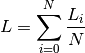 L = \sum_{i=0}^{N}\frac{L_{i}}{N}