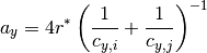 a_y = 4 r^* \left( \frac{1}{c_{y,i}} + \frac{1}{c_{y,j}} \right)^{-1}