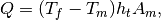 Q = (T_f - T_m) h_t A_m,
