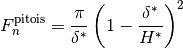 F_n^{\mathrm{pitois}} = \frac{\pi}{\delta^*} \left( 1 - \frac{\delta^*}{H^*} \right)^2 \\
