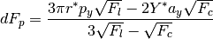 dF_{p} = \frac{3 \pi r^* p_y \sqrt{F_l} - 2 Y^* a_y \sqrt{F_c}}{3 \sqrt{F_l} - \sqrt{F_c}}