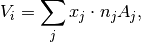 V_i = \sum_j x_j \cdot n_j A_j,