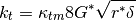 k_t = \kappa_{tm} 8 G^* \sqrt{r^* \delta}