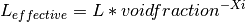 L_{effective} = L * voidfraction^{-Xi}