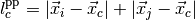 l_c^{\mathrm{pp}} = \left| \vec{x}_i - \vec{x}_c \right| + \left| \vec{x}_j - \vec{x}_c \right|