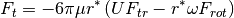 F_t = -6 \pi \mu r^* \left( U F_{tr} -  r^* \omega F_{rot} \right)